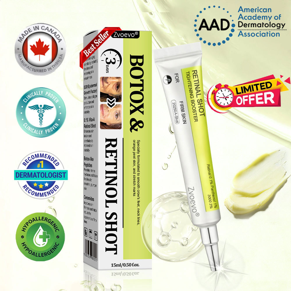 ‼️Last Day Promotion 70% OFF‼️Zvoevo® VitaBotox and Retinol Firming Elixir | Reduces Marionette Lines, Nasolabial Folds, Deep Wrinkles & Loss of Firmness | Targets Age Spots & Uneven Skin Tone | Dermatologically Tested & Made in Canada